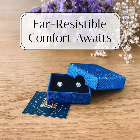 Medical Grade Plastic Earrings for Sensitive Ears, Hypoallergenic, Cubic Zirconi - Picture 5 of 9